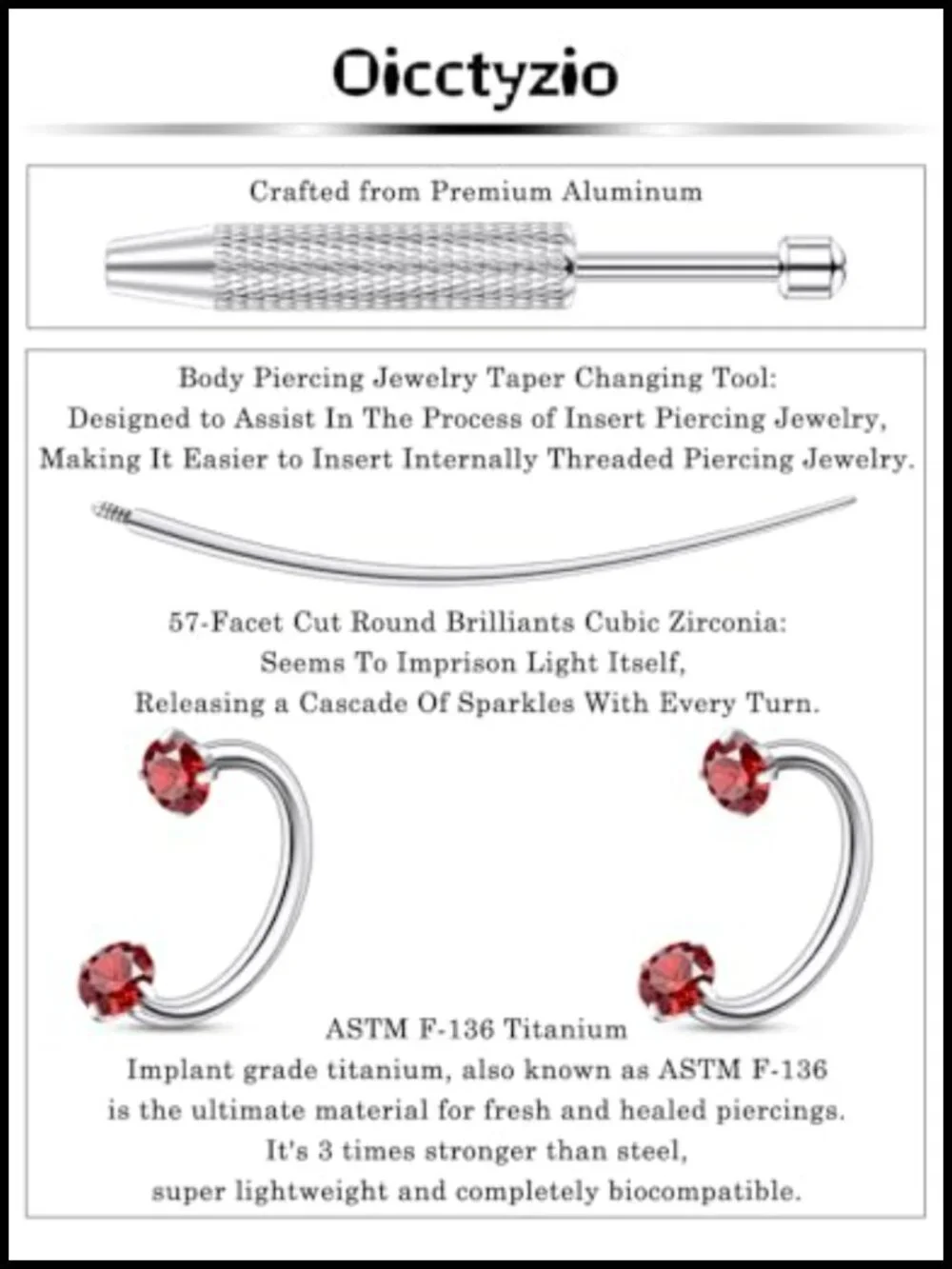 Horseshoe Septum Ring Nose Daith Earring Titanium Piercing Jewelry